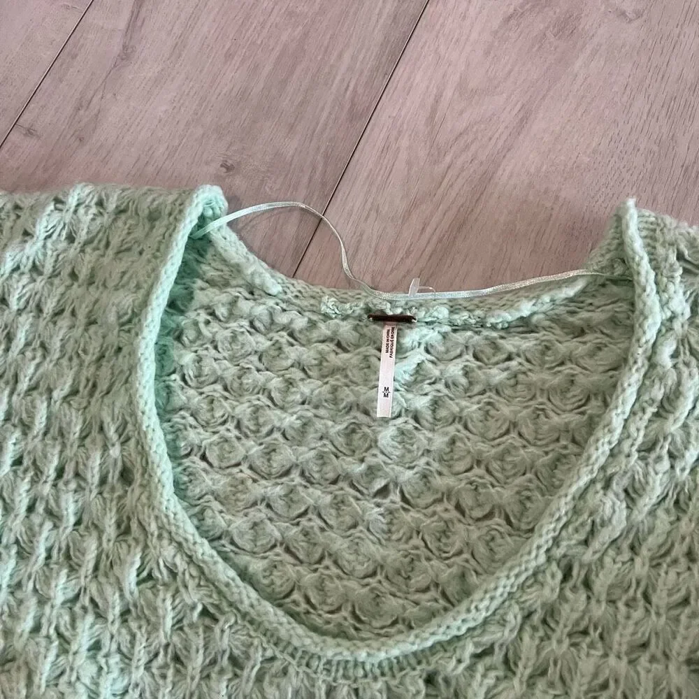 Free People Sweater top open knit size M mint green